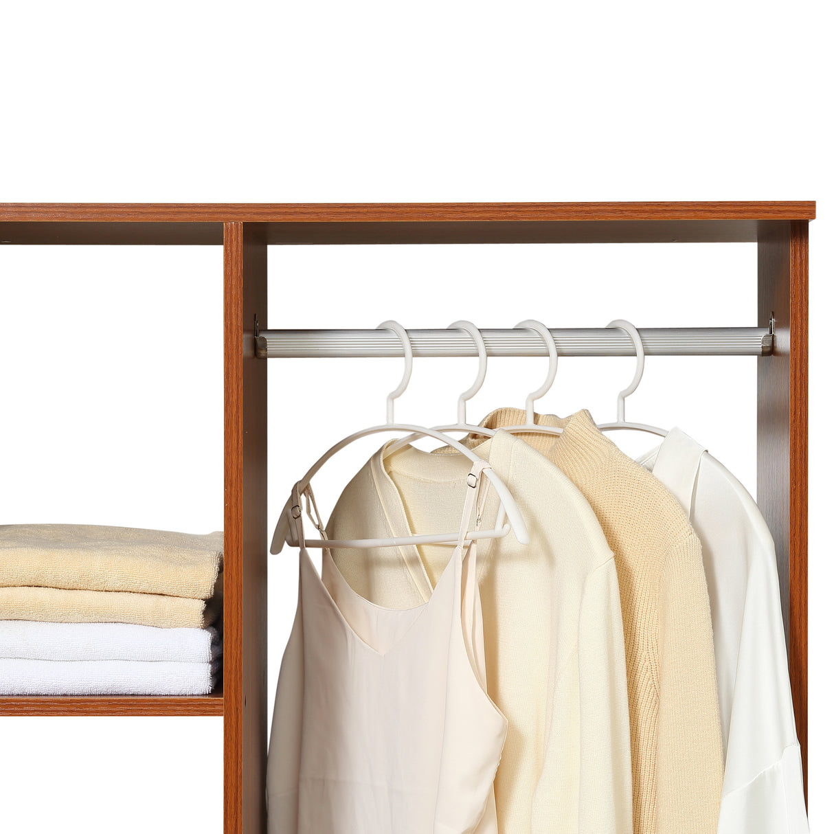 Wooden Open Wardrobe 80cm Wide With 4 Wheels - Velmora