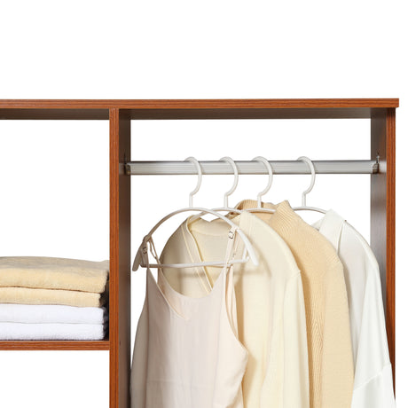 Wooden Open Wardrobe 80cm Wide With 4 Wheels - Velmora