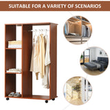 Wooden Open Wardrobe 80cm Wide With 4 Wheels - Velmora