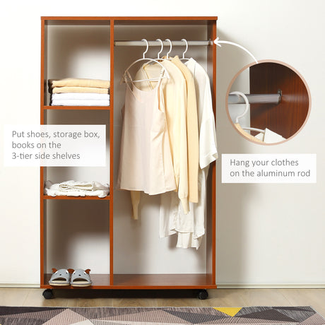 Wooden Open Wardrobe 80cm Wide With 4 Wheels - Velmora