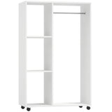 Wooden Open Wardrobe 80cm Wide With 4 Wheels - Velmora
