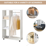 Wooden Open Wardrobe 80cm Wide With 4 Wheels - Velmora