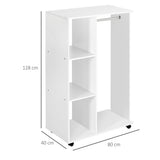 Wooden Open Wardrobe 80cm Wide With 4 Wheels - Velmora