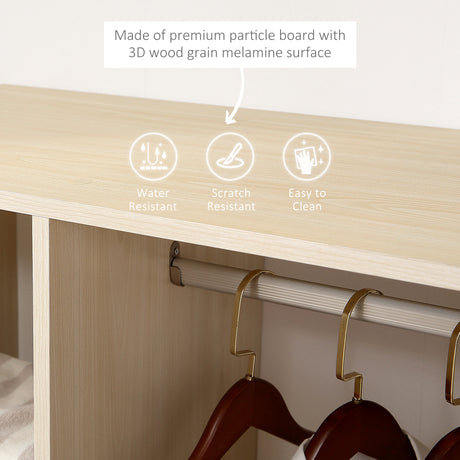 Wooden Open Wardrobe 80cm Wide With 4 Wheels - Velmora