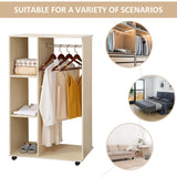 Wooden Open Wardrobe 80cm Wide With 4 Wheels - Velmora
