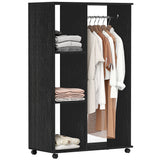 Wooden Open Wardrobe 80cm Wide With 4 Wheels - Velmora