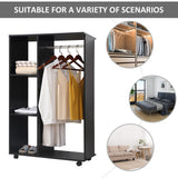 Wooden Open Wardrobe 80cm Wide With 4 Wheels - Velmora