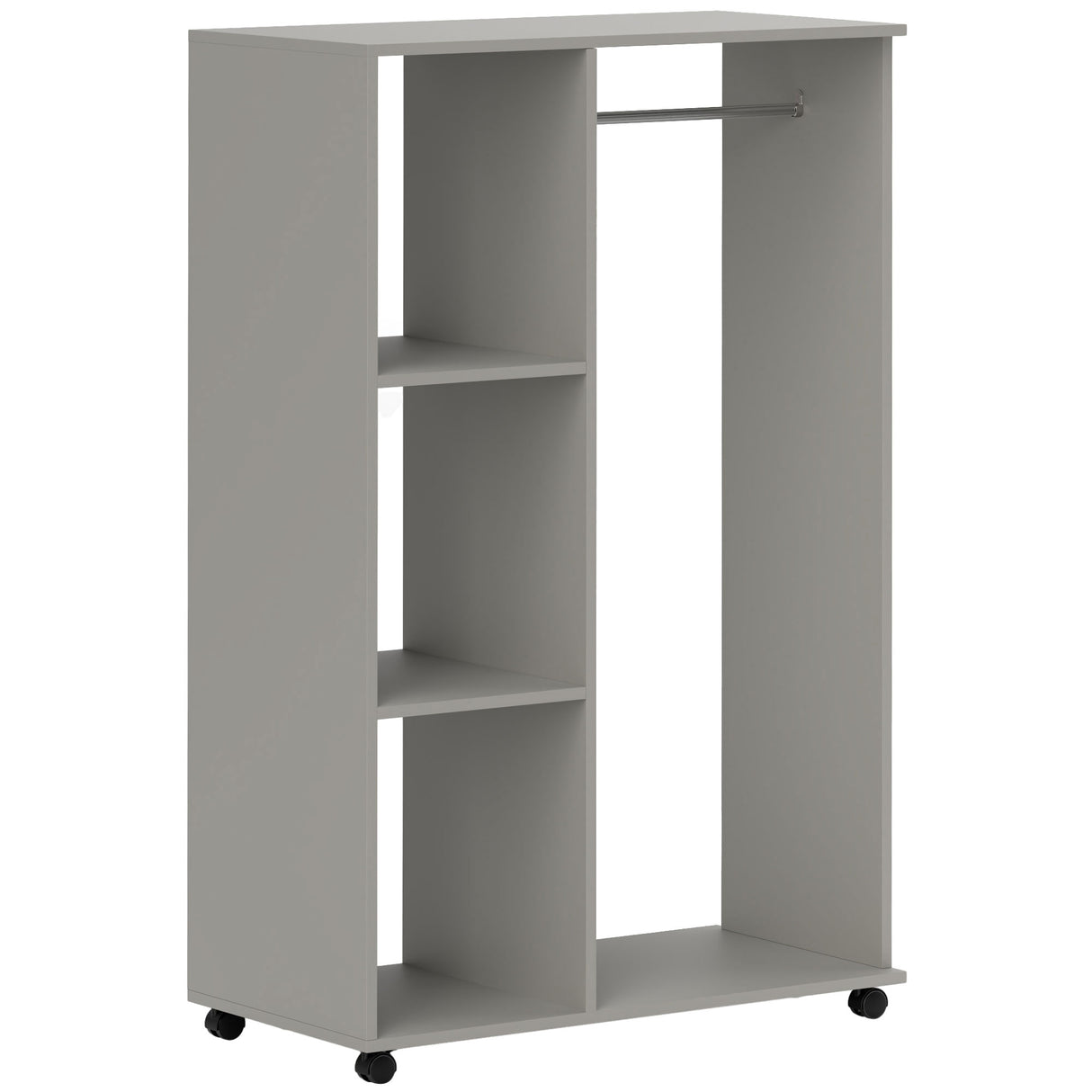 Wooden Open Wardrobe 80cm Wide With 4 Wheels - Velmora