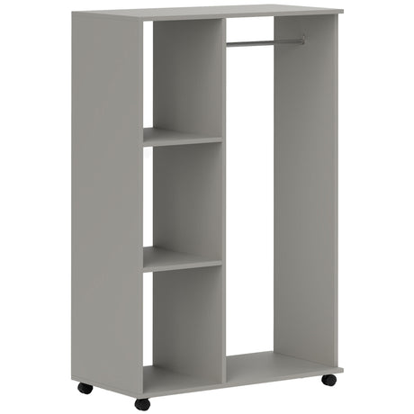 Wooden Open Wardrobe 80cm Wide With 4 Wheels - Velmora