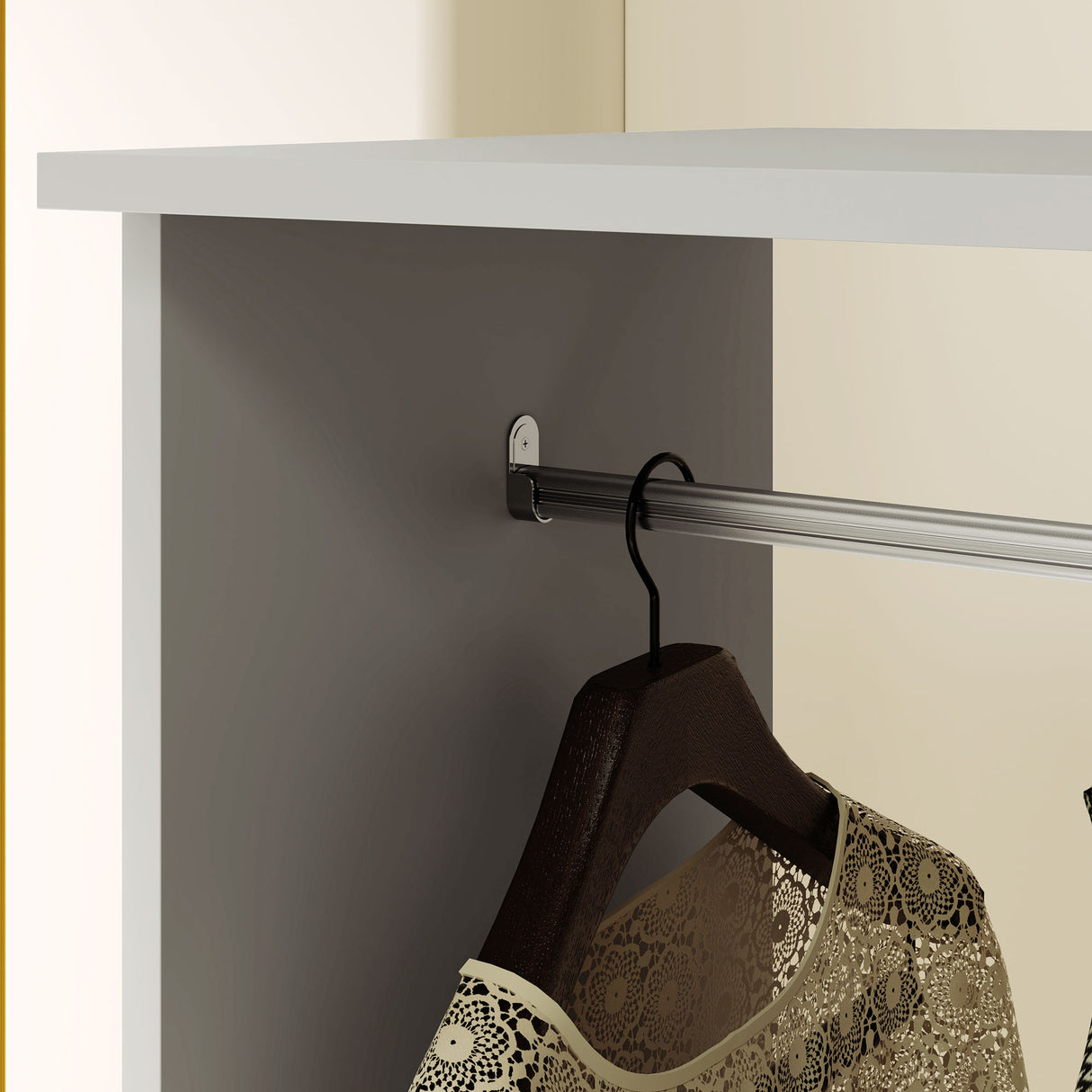 Wooden Open Wardrobe 80cm Wide With 4 Wheels - Velmora
