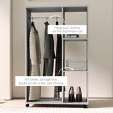 Wooden Open Wardrobe 80cm Wide With 4 Wheels - Velmora