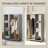 Wooden Open Wardrobe 80cm Wide With 4 Wheels - Velmora