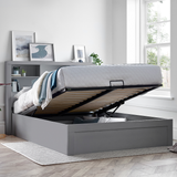 Wooden Ottoman Storage Double Bed With Bookcase Headboard - Arizona