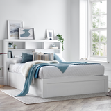 Wooden Ottoman Storage Double Bed With Bookcase Headboard - Arizona