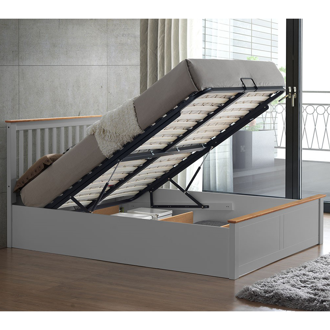 Wooden Ottoman Storage Double Bed - Malmo