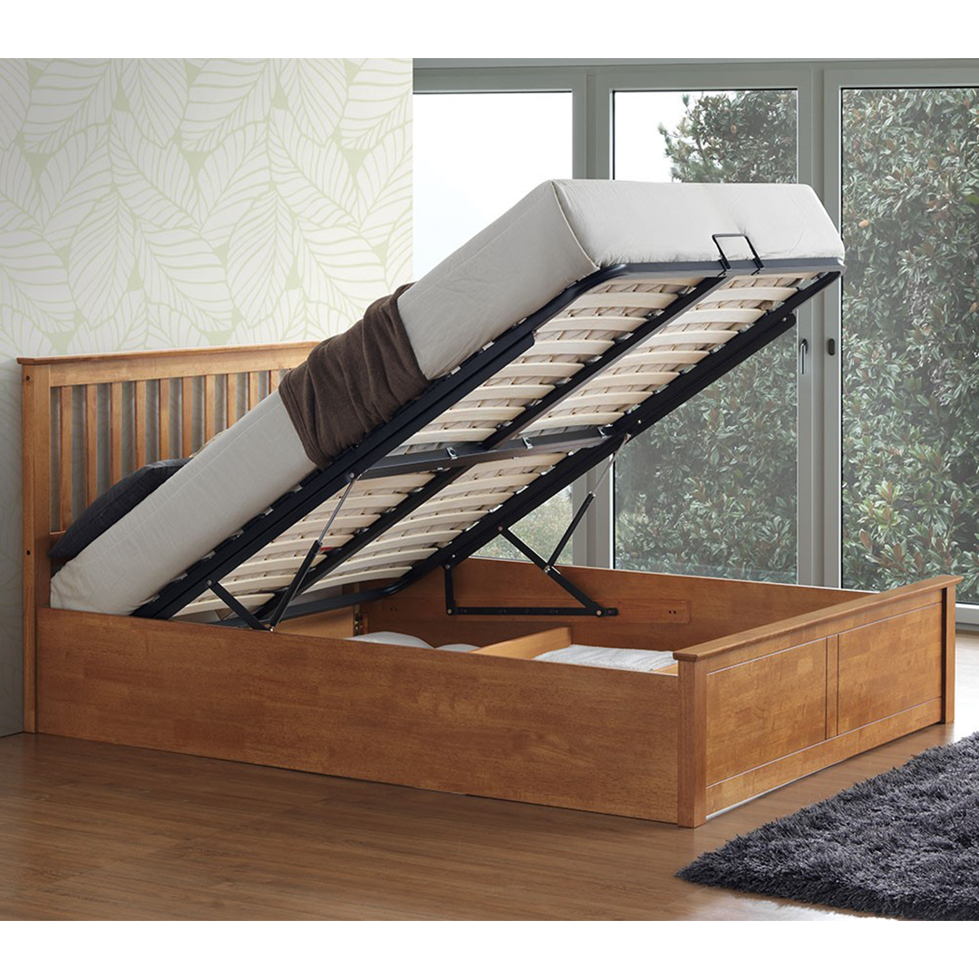 Wooden Ottoman Storage Double Bed - Malmo