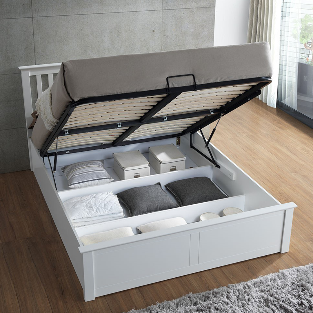 Wooden Ottoman Storage Double Bed - Malmo