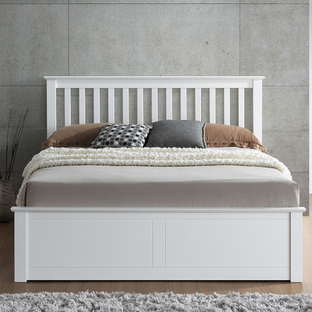 Wooden Ottoman Storage Small Double Bed - Malmo