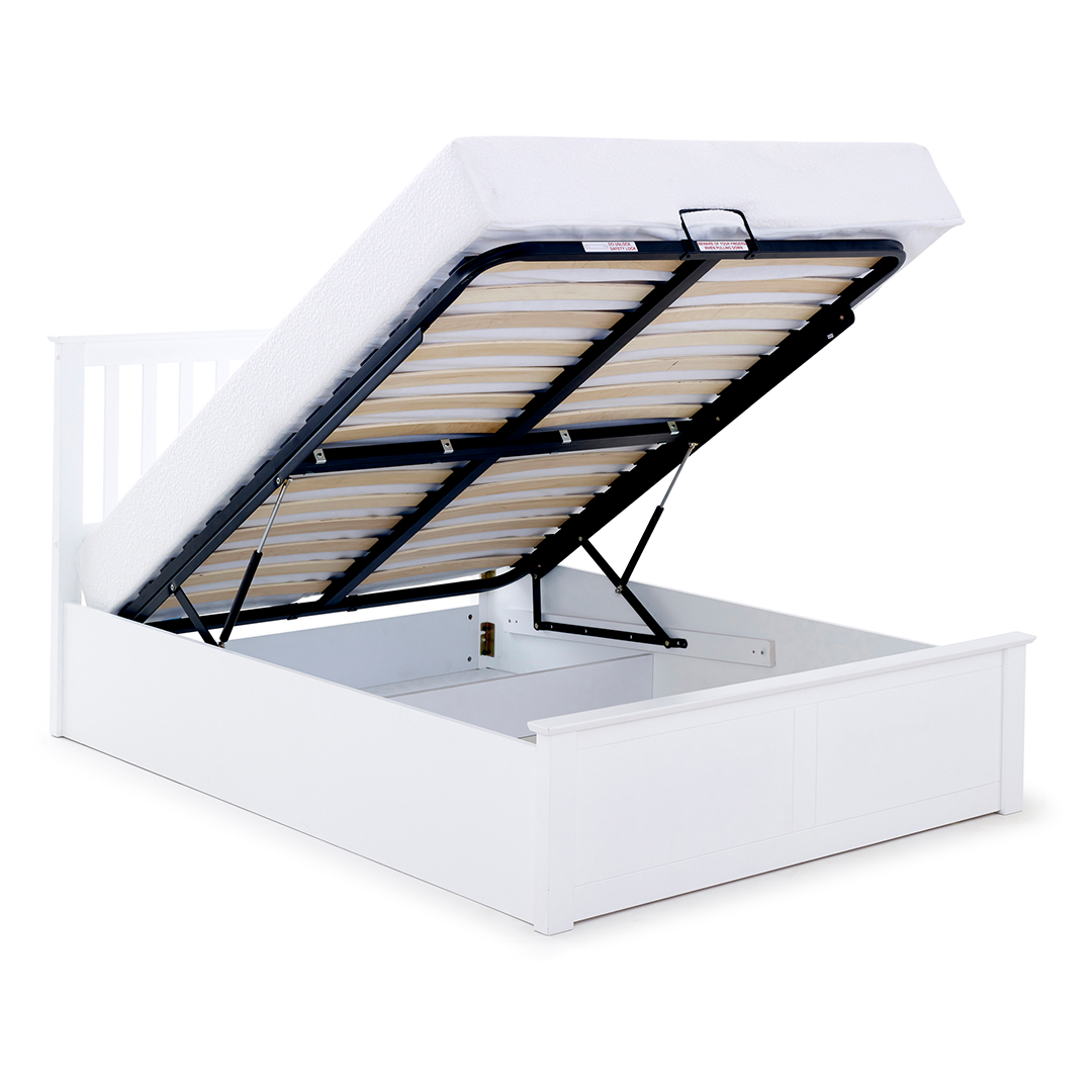 Wooden Ottoman Storage Small Double Bed - Malmo