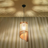Wooden Pendant Light With Alexia Lamp - Peach Puff