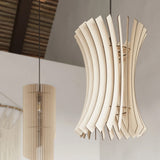 Wooden Pendant Light With Alexia Lamp - Peach Puff