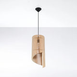 Wooden Pendant Light With Alexia Lamp - Peach Puff