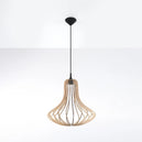 Wooden Pendant Light With Elza Lamp - Peach Puff