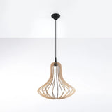 Wooden Pendant Light With Elza Lamp - Peach Puff