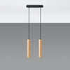 Wooden Pendant Light With Lino 2 Lamps - Peach Puff
