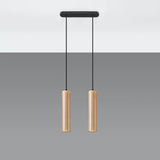 Wooden Pendant Light With Lino 2 Lamps - Peach Puff