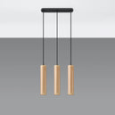 Wooden Pendant Light With Lino 3 Lamps - Peach Puff