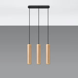 Wooden Pendant Light With Lino 3 Lamps - Peach Puff