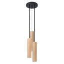 Wooden Pendant Light With Lino 3P Lamps - Peach Puff