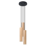 Wooden Pendant Light With Lino 3P Lamps - Peach Puff