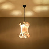 Wooden Pendant Light With Oriana Lamp - Peach Puff