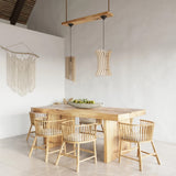 Wooden Pendant Light With Oriana Lamp - Peach Puff