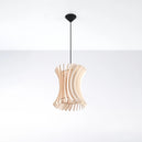 Wooden Pendant Light With Oriana Lamp - Peach Puff