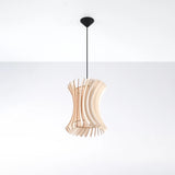Wooden Pendant Light With Oriana Lamp - Peach Puff