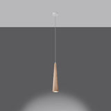 Wooden Pendant Light With Sula 1 Lamp - Peach Puff