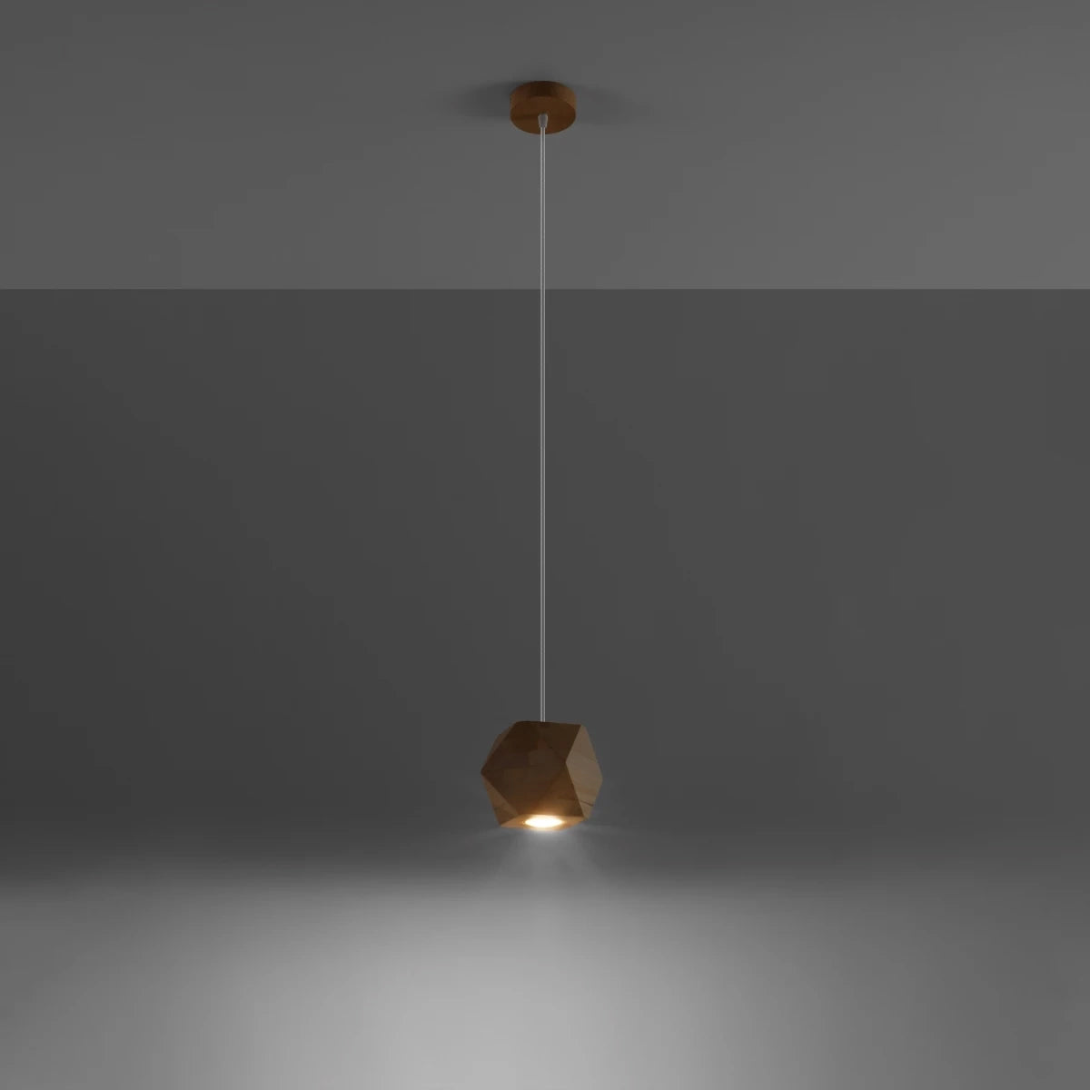 Wooden Pendant Light With Woody Lamp - Peach Puff