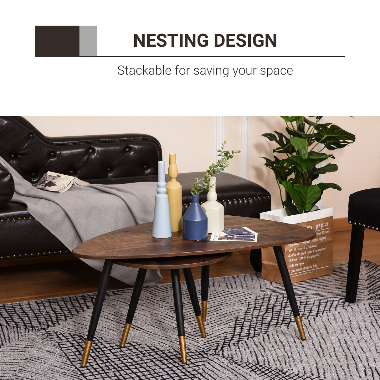 Wooden Scandinavian-Style Coffee Tables in Set of 2 - Velmora