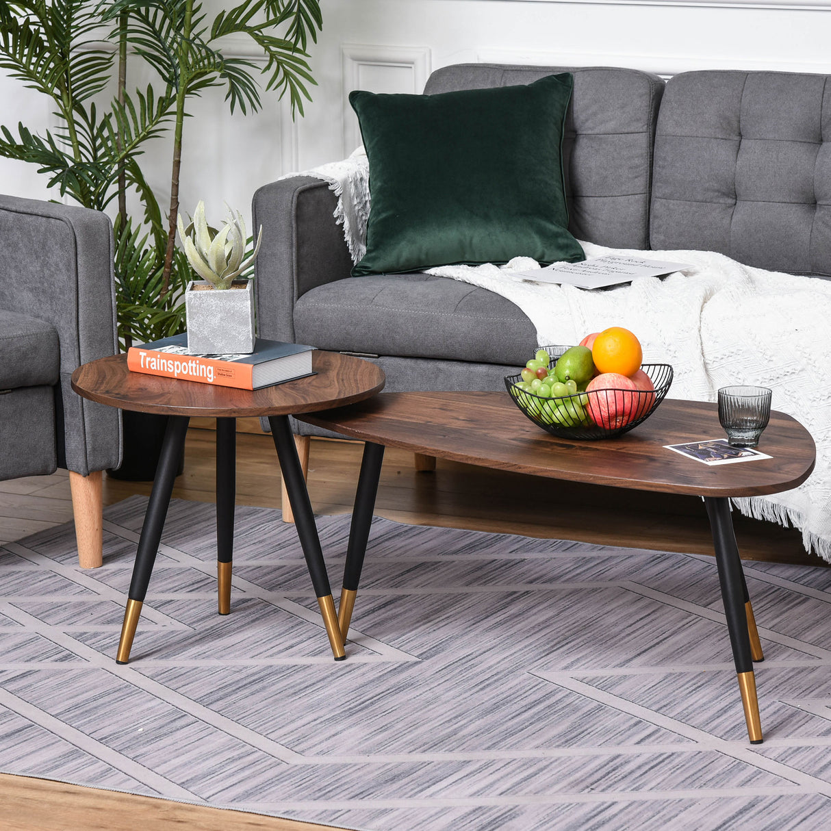 Wooden Scandinavian-Style Coffee Tables in Set of 2 - Velmora