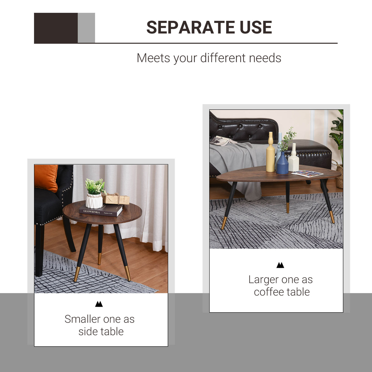 Wooden Scandinavian-Style Coffee Tables in Set of 2 - Velmora