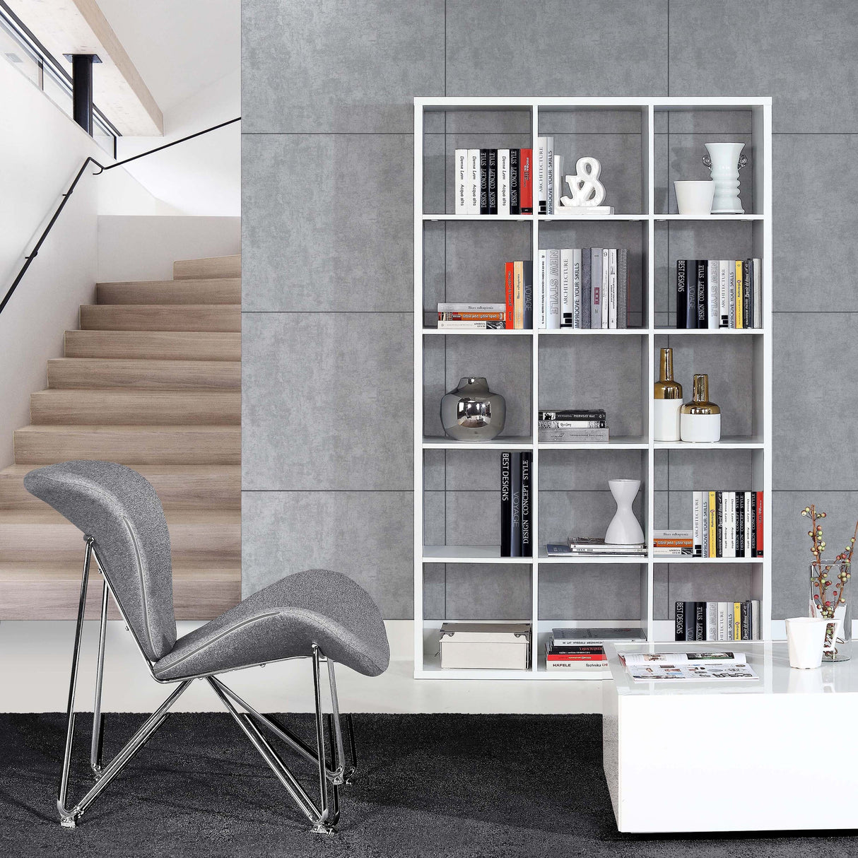 Wooden Shelving Unit With 15 Open Storage Cubes - Mauro