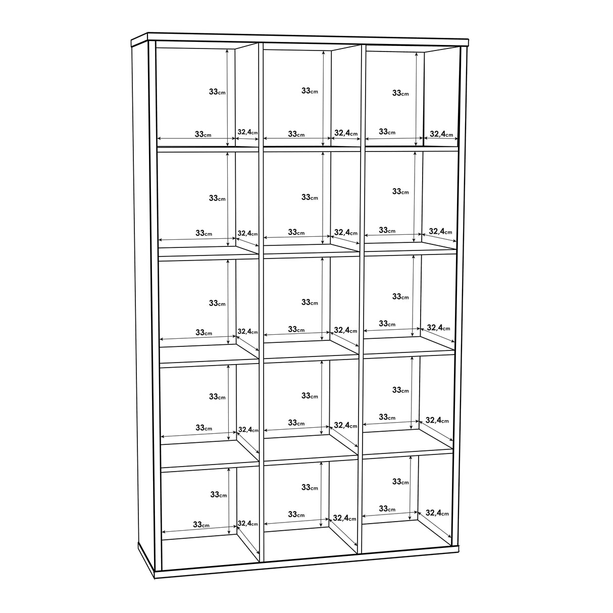 Wooden Shelving Unit With 15 Open Storage Cubes - Mauro