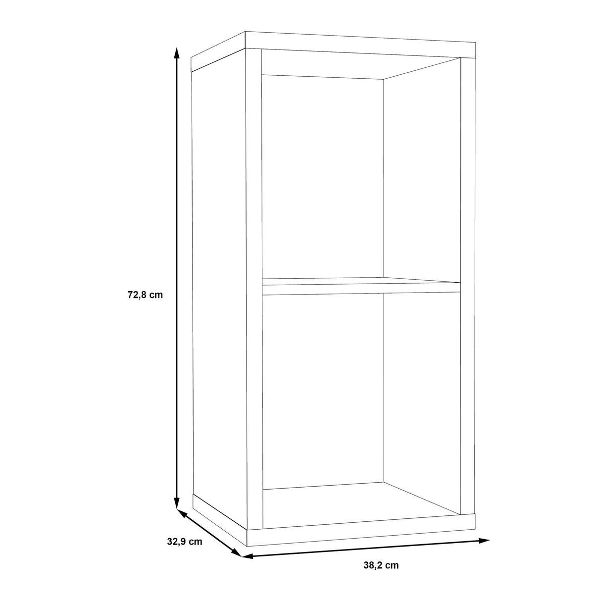 Wooden Shelving Unit With 2 Open Storage Cubes - Mauro