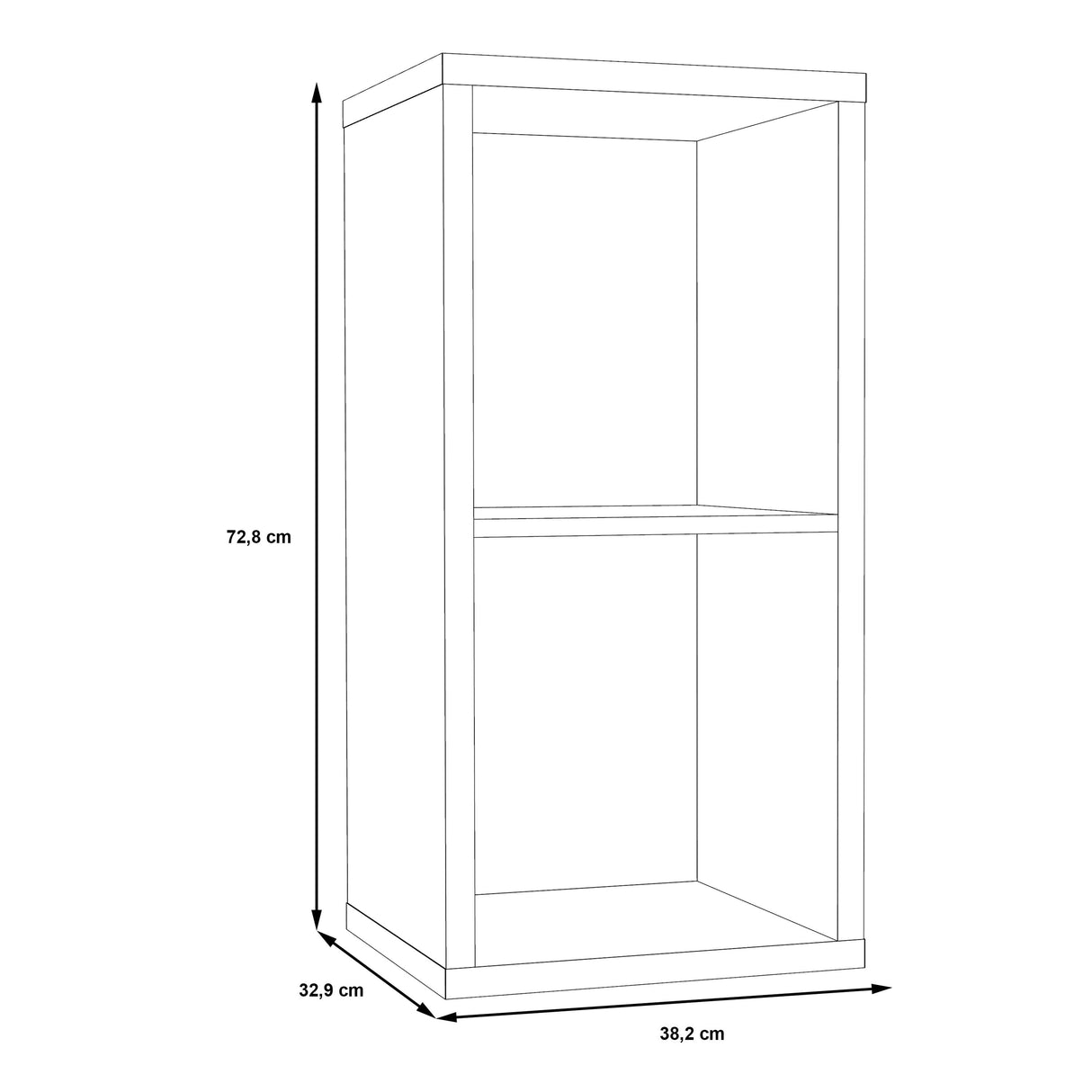 Wooden Shelving Unit With 2 Open Storage Cubes - Mauro