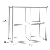 Wooden Shelving Unit With 4 Open Storage Cubes - Mauro