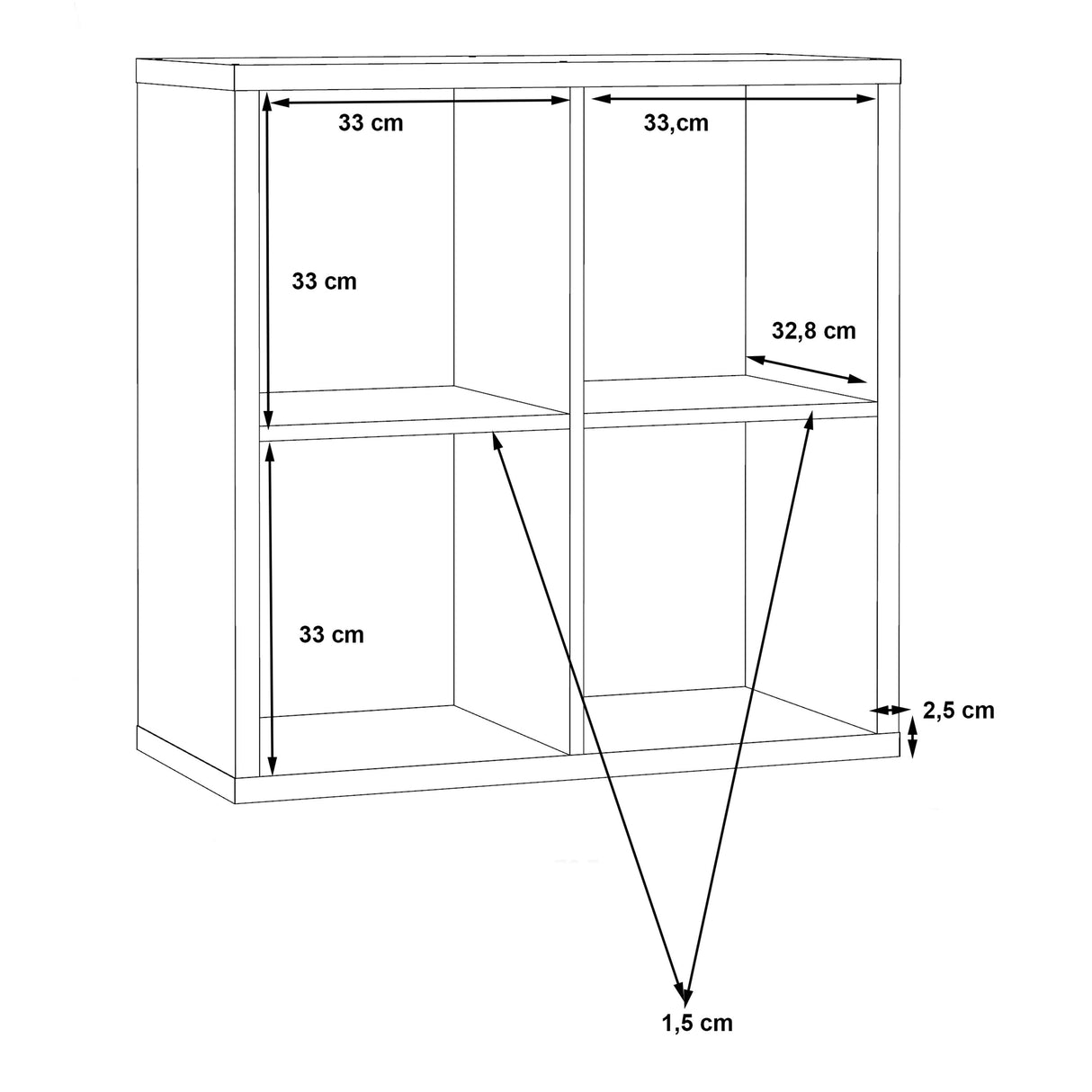 Wooden Shelving Unit With 4 Open Storage Cubes - Mauro