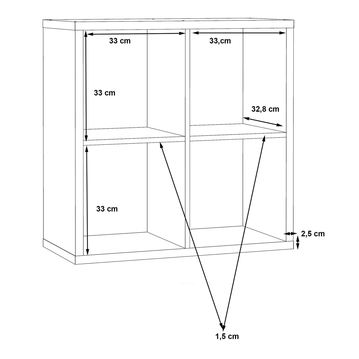 Wooden Shelving Unit With 4 Open Storage Cubes - Mauro